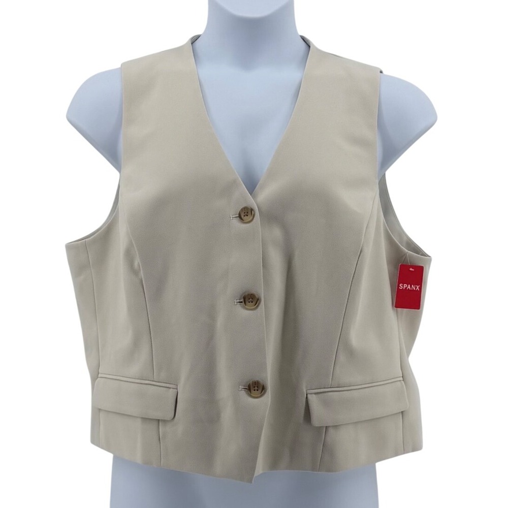 Spanx Opacity Crepe Vest Women Parchment Beige Tailored Plus Size 1X